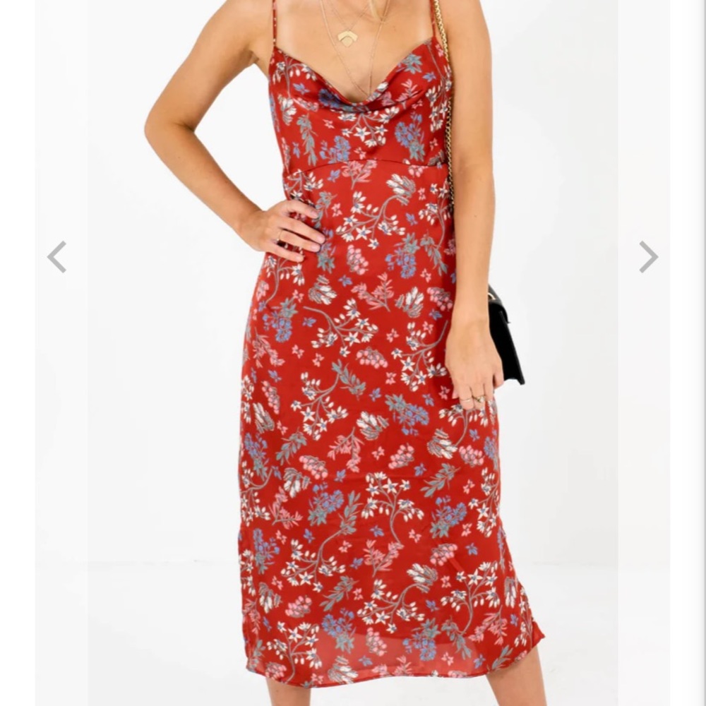 Forever 21 Draped Collar Floral Midi Sleeveless Dress Size Small - Picture 4 of 17